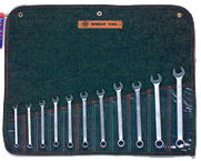 Wright Tool Metric Combination Wrench Set -- 11 Pieces; 12PT Chrome Plated; Includes Sizes: 7; 8; 9; 10; 11; 12; 13; 14; 15; 17; 19mm - Eagle Tool & Supply