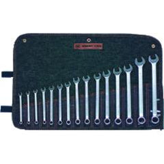 Wright Tool Metric Combination Wrench Set -- 15 Pieces; 12PT Chrome Plated; Includes Sizes: 7; 8; 9; 10; 11; 12; 13; 14; 15; 16; 17; 18; 19; 21; 22mm - Eagle Tool & Supply
