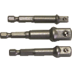 3 Piece - Magnetic Nut Driver Bit Set - For 1/4″, 3/8″, 1/2″ Sockets - Eagle Tool & Supply