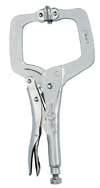 C-Clamp with Swivel Pads -- #11SP Plain Grip 3-3/4'' Capacity 11'' Long - Eagle Tool & Supply