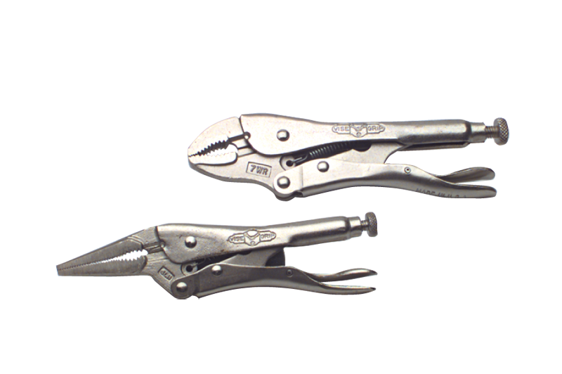 Locking Plier Set -- 2pc. Chrome Plated- Includes: 6" Long Nose; 7" Curved Jaw - Eagle Tool & Supply