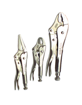 Locking Plier Set -- 3pc. Chrome Plated- Includes: 5"; 10" Curved Jaw / 6" Long Nose - Eagle Tool & Supply