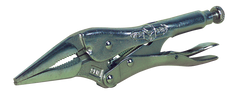 Long Nose Locking Pliers with Wire Cutter -- #9LN Plain Grip 3'' Capacity 9'' Long - Eagle Tool & Supply