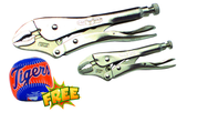 2pc. Chrome Plated Locking Pliers Set with Free Soft Toss Tiger Baseball - Eagle Tool & Supply