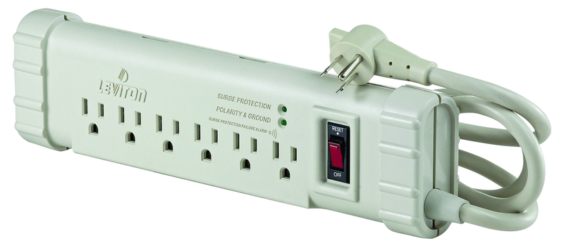 15 Amp; 120 Volt; 6 Plug Office Grade Surge Strip - Beige - Eagle Tool & Supply