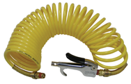 600N25A - 1/4 MPT x 25 Feet - Yellow Nylon - 1-Swivel Fitting(s) - Recoil Air Hose & Air Blow Gun Kit - Eagle Tool & Supply