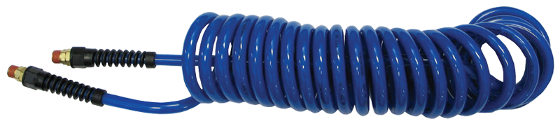 #PU1420BB - 1/4 MPT x 20 Feet - Dark Blue Polyurethane - 1-Swivel Fitting(s) - Self-Storing Hose - Eagle Tool & Supply