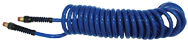 #PU3850BT - 3/8 MPT x 50 Feet - Transparent Blue Polyurethane - 1-Swivel Fitting(s) - Self-Storing Hose - Eagle Tool & Supply