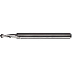 0.04″ Dia. × 1/8″ Shank × 0.12″ DOC × 2″ OAL, Carbide TA, Spiral , 2 Flute, 30° Helix, Ballnose End Mill - Exact Industrial Supply