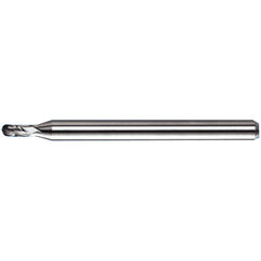 0.09″ Dia. × 1/8″ Shank × 0.27″ DOC × 2″ OAL, Carbide TA, Spiral , 4 Flute, 30° Helix, Ballnose End Mill