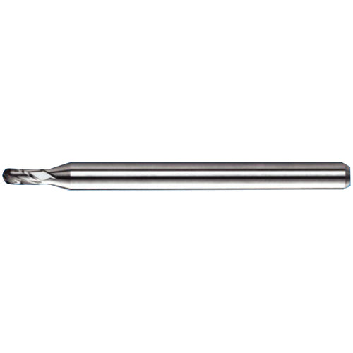 0.02″ Dia. × 1/8″ Shank × 0.06″ DOC × 1/1/2″ OAL, Carbide TA, Spiral , 4 Flute, 30° Helix, Ballnose End Mill
