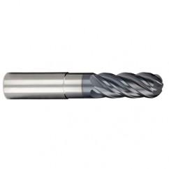 1/4" Dia. - 3/8" LOC - 2-1/2" OAL - Ball Nose 5 FL Carbide S/E HP End Mill-AlCrNX - Eagle Tool & Supply