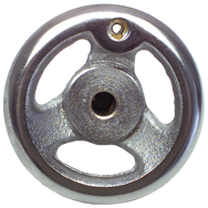 Polished Chrome Plated Handwheel - 12'' Wheel Diameter; 2-5/32'' Hub Diameter; 1/2-13 Threaded Handle Hole; 3/4'' Threaded Center Hole - Eagle Tool & Supply