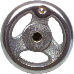 Polished Chrome Plated Hand Wheel - 4″ Wheel Diameter, 1 1/8″ Hub Diameter, #10–24 Threaded Handle Hole, 3/8″ Threaded Center Hole - Eagle Tool & Supply