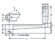 Broached Crank Handle - 3/4'' Hole Diameter; 3-1/4'' Handle Length; 6.3'' Width - Eagle Tool & Supply