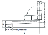 Broached Foldable Crank Handle - 3/4'' Hole Diameter; 3.15'' Handle Length; 6.3'' Width - Eagle Tool & Supply