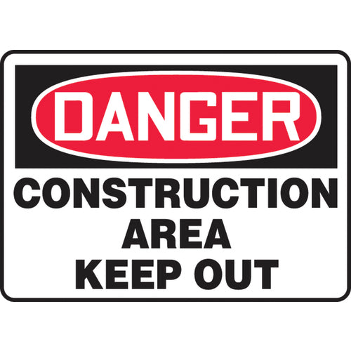 Sign, Danger Construction Area Keep Out, 10″ × 14″, Vinyl - Eagle Tool & Supply
