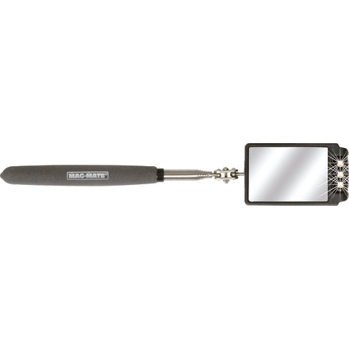 MAG-MATE Telescoping Glass Inspection Mirror with Three LED Lights, reaches 36″ Long, includes Batteries - Eagle Tool & Supply