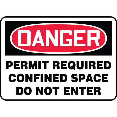 Sign, Danger Permit Required Confined Space Do Not Enter, 10″ × 14″, Vinyl - Eagle Tool & Supply
