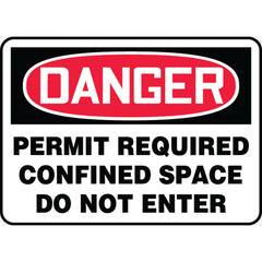 Sign, Danger Permit Required Confined Space Do Not Enter, 10″ × 14″, Plastic - Eagle Tool & Supply
