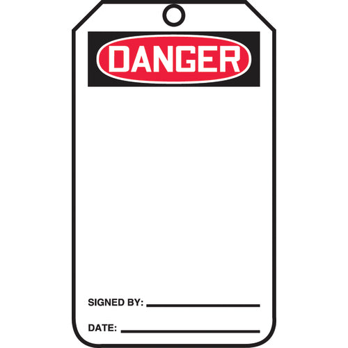 Safety Tag, Danger (Blank), 25/Pk, Cardstock - Eagle Tool & Supply
