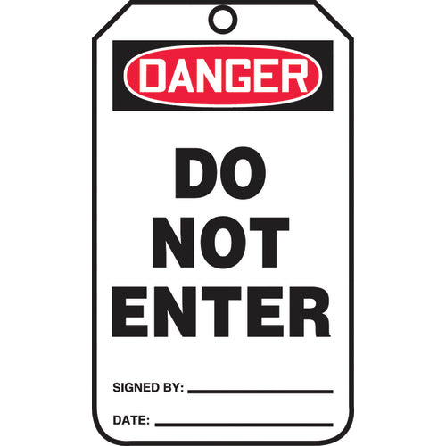 Safety Tag, Danger Do Not Enter , 25/Pk, Cardstock - Eagle Tool & Supply