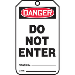 Safety Tag, Danger Do Not Enter , 25/Pk, Cardstock - Eagle Tool & Supply