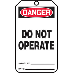 Safety Tag, Danger Do Not Operate , 25/Pk, Cardstock - Eagle Tool & Supply