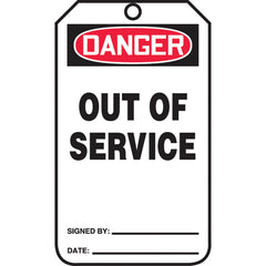 Safety Tag, Danger Out Of Service, 25/Pk, Cardstock - Eagle Tool & Supply