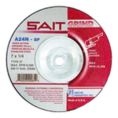 7″ × 1/4″ × 7/8″ - Aluminum Oxide A24R - Depressed Center Wheel - Eagle Tool & Supply