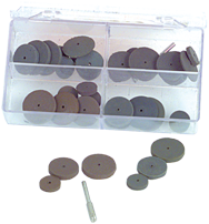 #707 Resin Bonded Rubber Kit - Small Wheel & Mandrel - Various Shapes - Equal Assortment Grit - Eagle Tool & Supply
