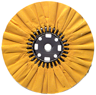 16 x 1-1/4'' (7 x 8'' Flange) - Cotton Treated - Stiff Yellow Sheeting for Non-Ferrous Metals Ventilated Bias Buffing Wheel - Eagle Tool & Supply