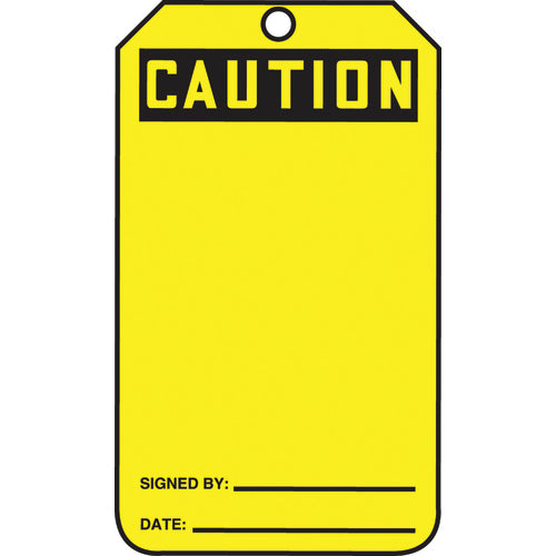 Safety Tag, Caution (Blank), 25/Pk, Cardstock - Eagle Tool & Supply