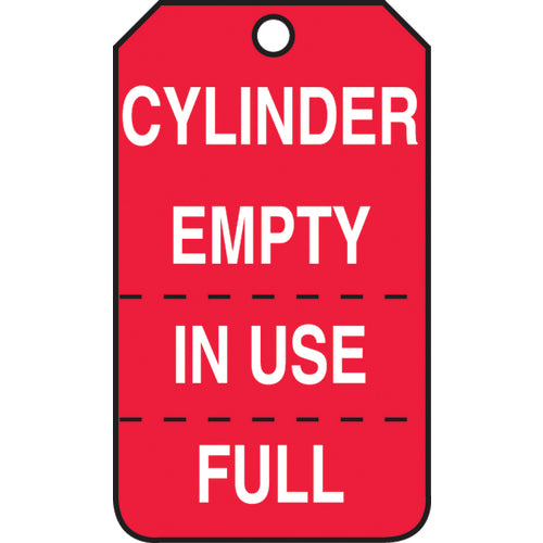 Cylinder Tag, Cylinder Empty, In Use, Full (Perforated), 25/Pk, Cardstock - Eagle Tool & Supply