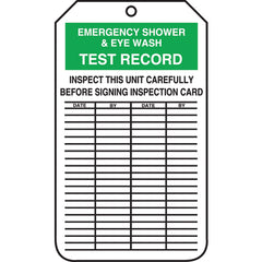 Inspection Record Tag, Emergency Shower & Eye Wash Test Record, 25/PK, Cardstock - Eagle Tool & Supply