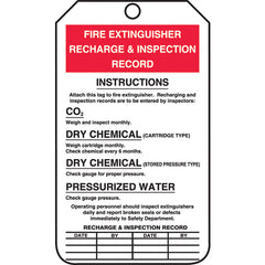 Fire Extinguisher Tag, Recharge & Inspection Record, 25/Pk, Cardstock - Eagle Tool & Supply