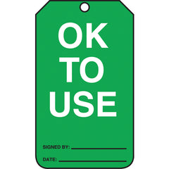 Cylinder Tag, OK To Use, 25/Pk, Cardstock - Eagle Tool & Supply