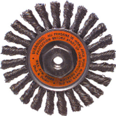 4″ Diameter - M10 × 1.50 Arbor Hole - Cable Twist Steel Wire Straight Wheel - Eagle Tool & Supply