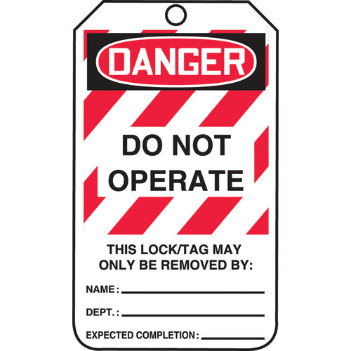 Lockout Tag, Danger Do Not Operate, 25/Pk, Cardstock - Eagle Tool & Supply