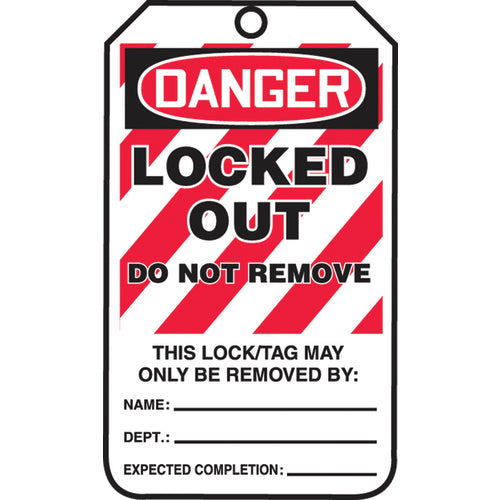 Lockout Tag, Danger Locked Out, 25/Pk, Cardstock - Eagle Tool & Supply