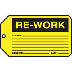 Production Control Tag, Re-Work, 25/Pk, Cardstock - Eagle Tool & Supply