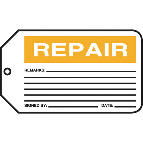 Production Control Tag, Repair, 25/Pk, Cardstock - Eagle Tool & Supply