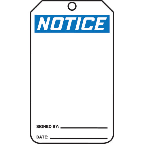 Safety Tag, Notice (Blank), 25/Pk, Cardstock - Eagle Tool & Supply