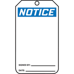 Safety Tag, Notice (Blank), 25/Pk, Cardstock - Eagle Tool & Supply