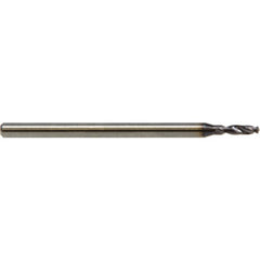 1.40 mm Dia. × 3.0 mm Shank × 6 mm Flute Length × 45 mm OAL, 2xD, 142°, ALtimaÂ, 2 Flute, Coolant Thru, Solid Carbide Drill