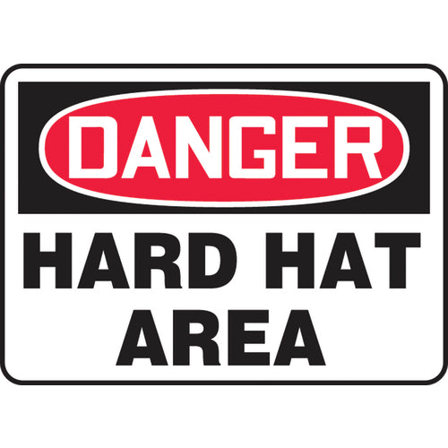 Sign, Danger Hard Hat Area, 7″ × 10″, Aluminum - Eagle Tool & Supply