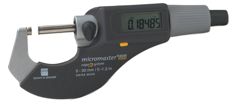 1 - 2" / 25 - 50mm Measuring Range - .0002 Accur. - Friction Thimble - Carbide Face - Micromaster Electronic Outside Micrometer - Eagle Tool & Supply