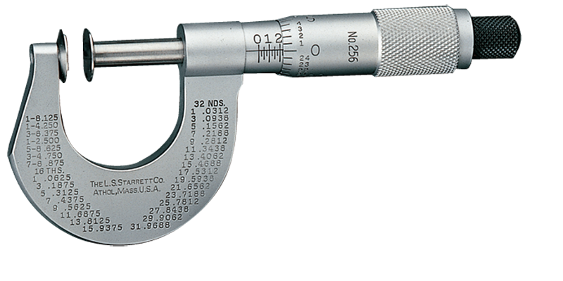 #256MRL-25 -  0 - 25mm Measuring Range - .01mm Graduation - Ratchet Thimble - High Speed Steel Face - Disc Micrometer - Eagle Tool & Supply