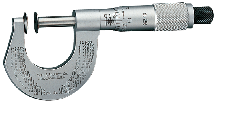 #256MRL-50 -  25 - 50mm Measuring Range - .01mm Graduation - Ratchet Thimble - High Speed Steel  Face - Disc Micrometer - Eagle Tool & Supply