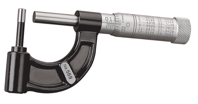 #569AXP - 0 - 1'' Measuring Range - .001" Graduation - Friction Thimble - Carbide Face - Tubing Micrometer - Eagle Tool & Supply